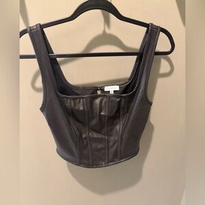Gianni Bini Black Leather Crop Top